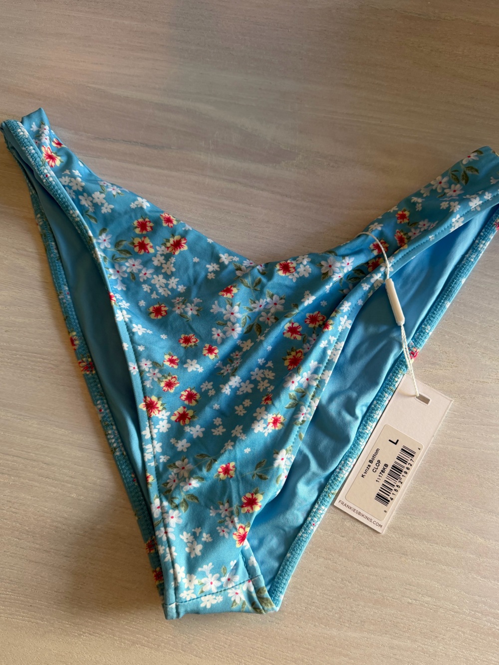 Frankies Bikinis Floral Bikini Bottom - blue calico print NWT